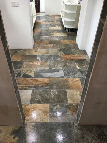 kitchen floor tiling laid over under floor heating